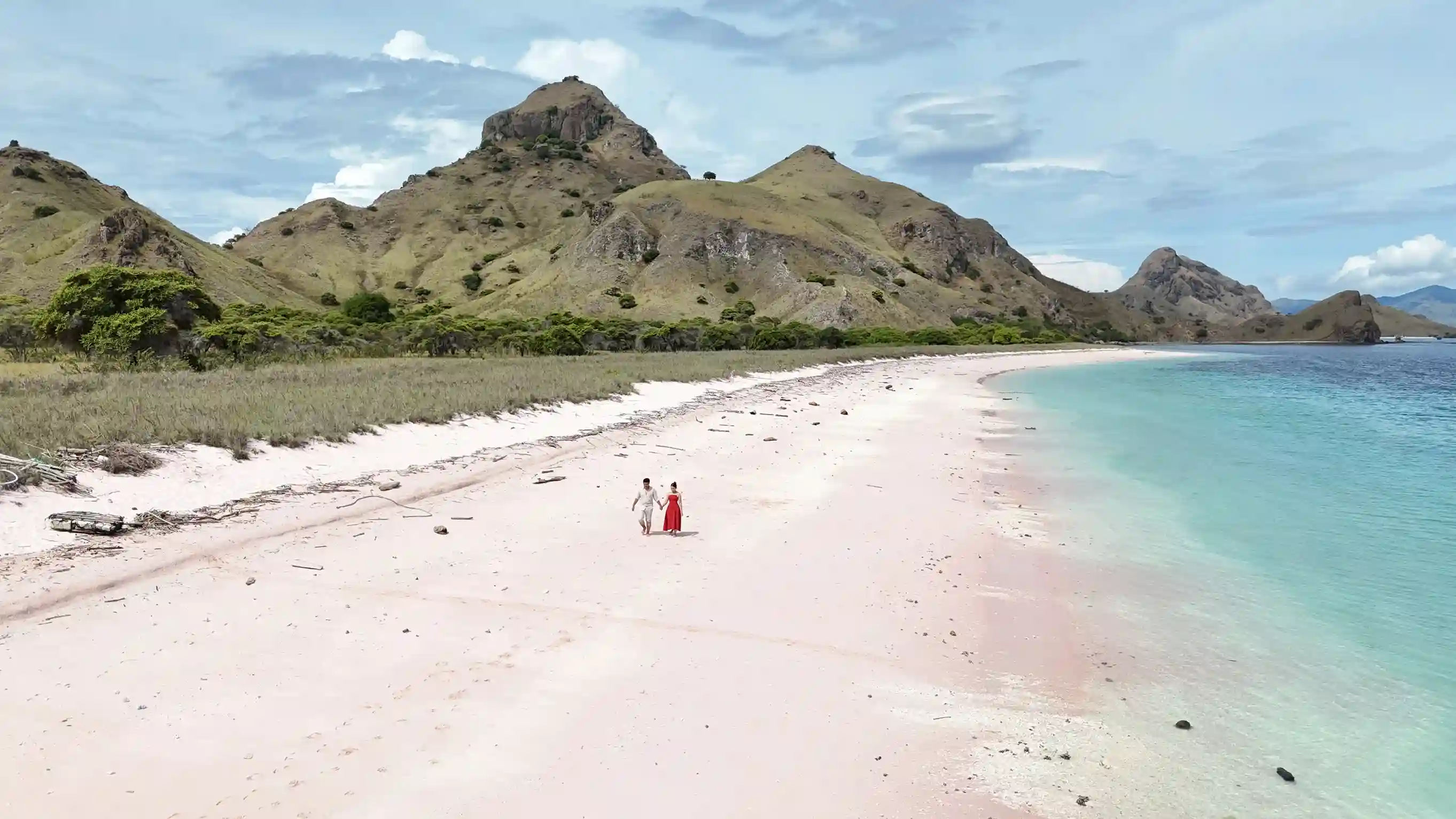 Pink Beach in flat morning light